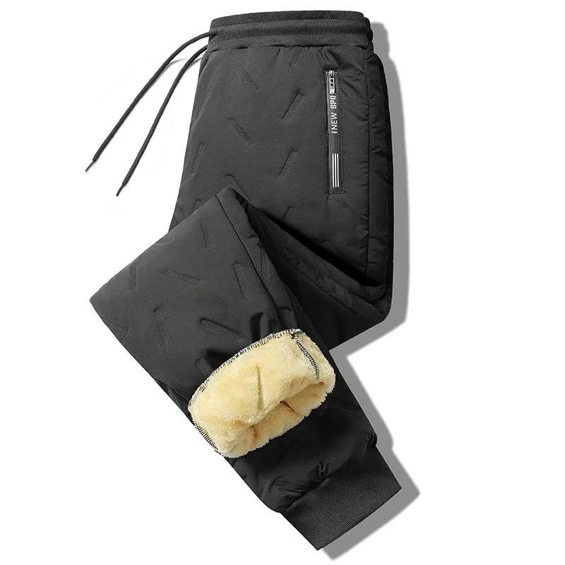 Men's Lamb Wool Warm Trousers, Thickened and Plus Velvet Winter Sports Casual Pants, Stylish Plus Size Tide Pants