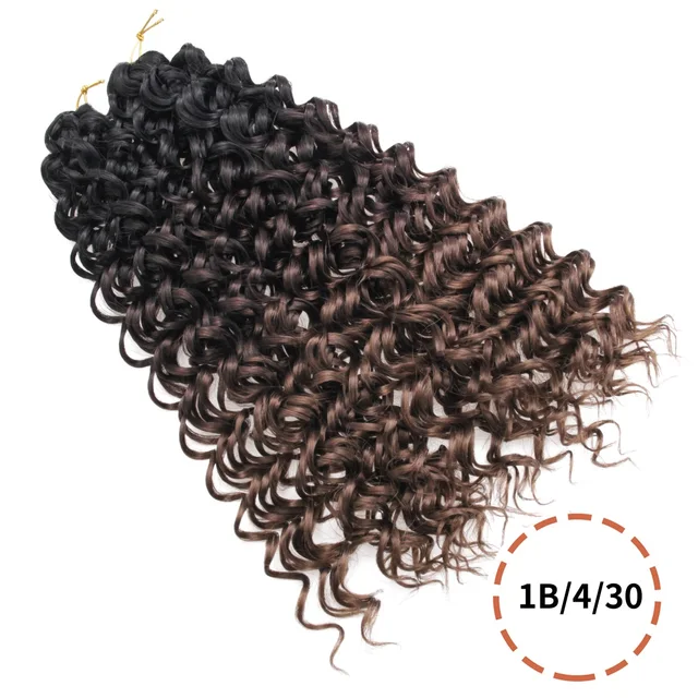 Wavy Strands Crochet Braid Hair10 14 &18inch Synthetic Ombre Wavy Curls Afro Curls Hair For Women Low Tempreture Deep Wave T1B/4/30