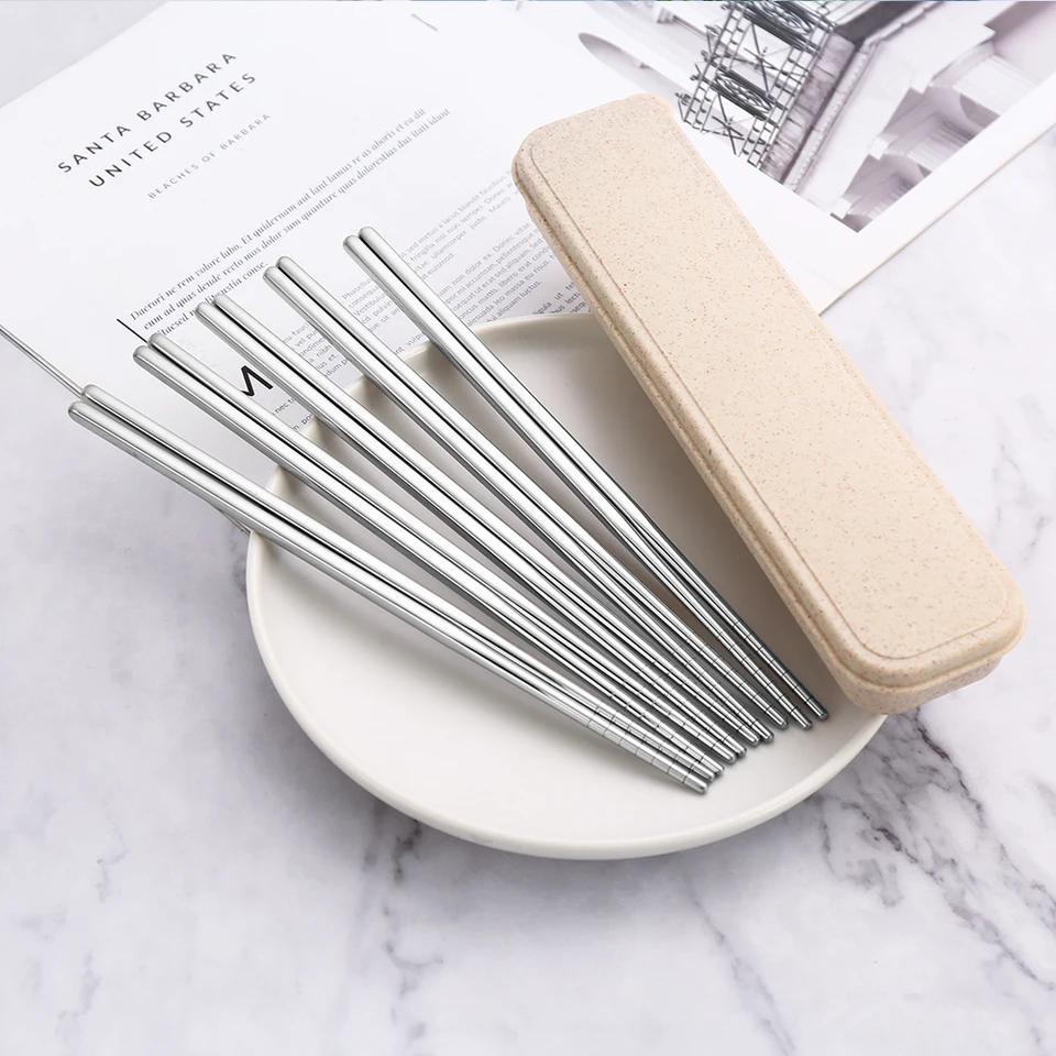 Heimzeit Baguettes En Acier Inoxydable Or, Lot De 5 Paires Au Design Élégant, Haute Qualité, Lave-Vaisselle Et Réutilisables Pour Sushi