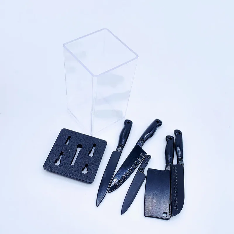 1 Set 1/6 Scale Miniature Knives Dollhouse Kitchen Decor Toys Mini Knife Rest Set Model For Barbies Bjd Ob11 Dolls Accessories 2