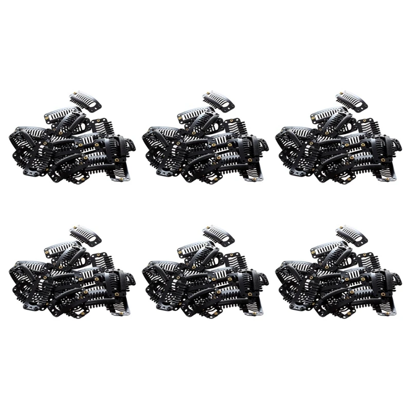 

120Pcs Black Nine-Tooth Clip For Hair Extension Snap Clip For DIY Use(Black)32MM L