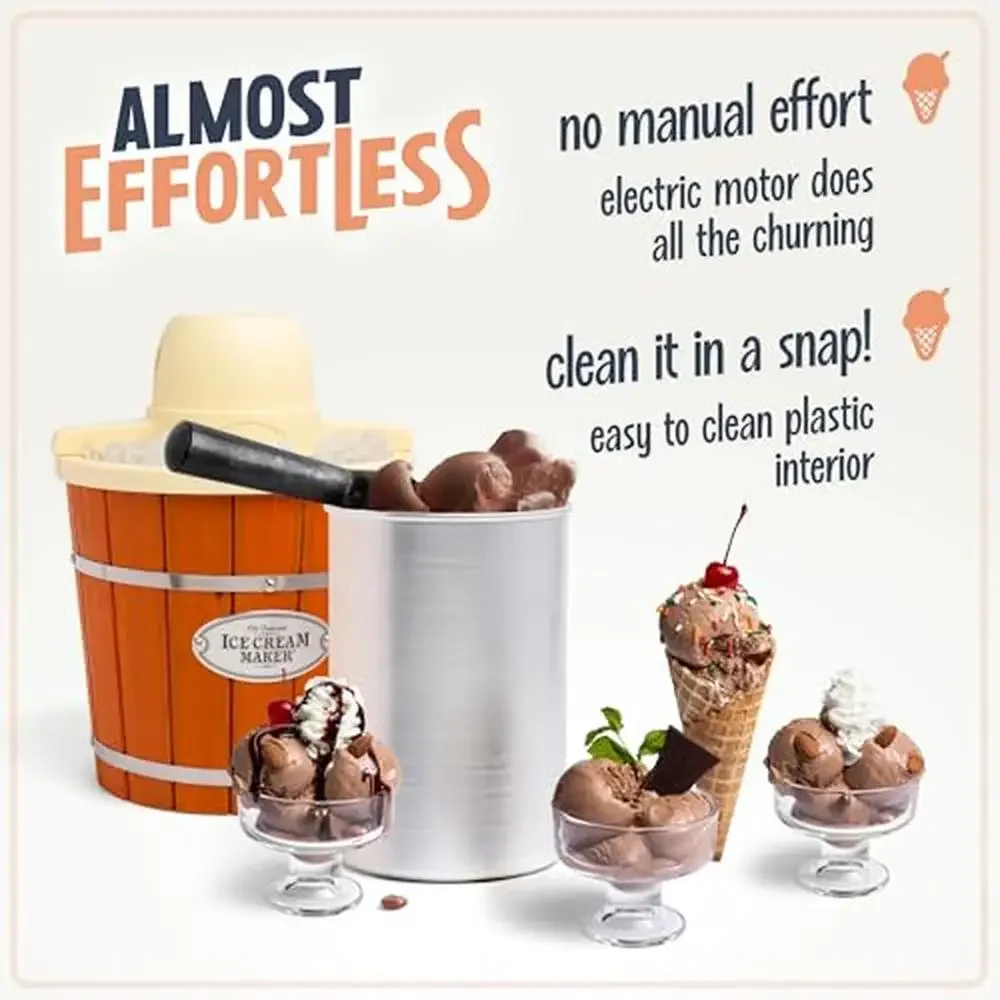 Ice Cream Maker Machine Homemade Frozen Yogurt Gelato Fun Kitchen Quick Electric Churner Party Handle  Ice Cream Kits Compatible 5