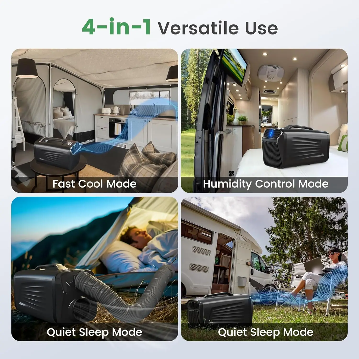 Climatiseur portable BTU pour le refroidissement/chauffage - pour tente, camping, camping-car, maison et voiture - Couvre jusqu'à 150 pieds carrés Ft. Télécommande 6