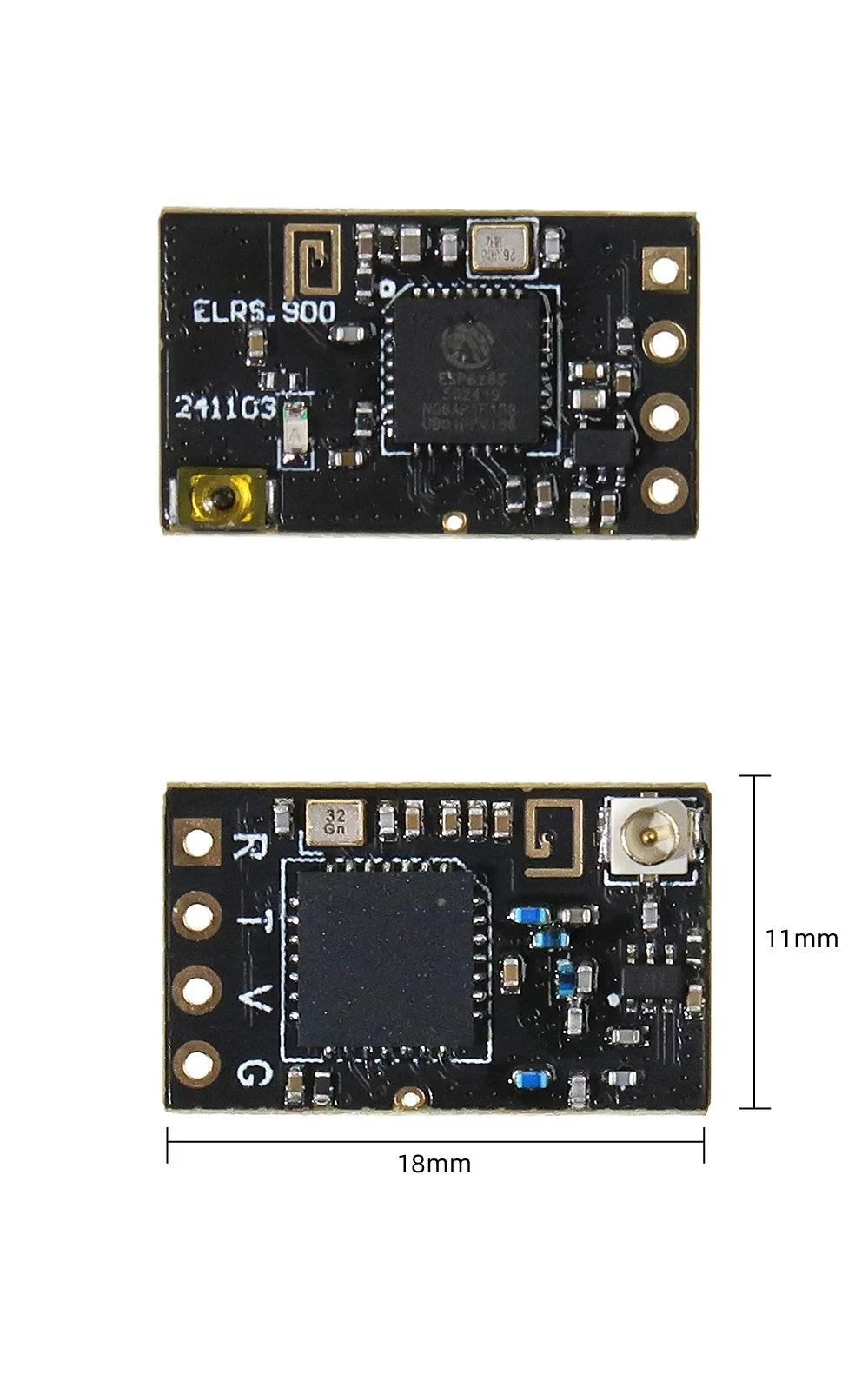 Émetteur-récepteur radio 2.4G/915MHz sur fond blanc, parfait pour applications DIY