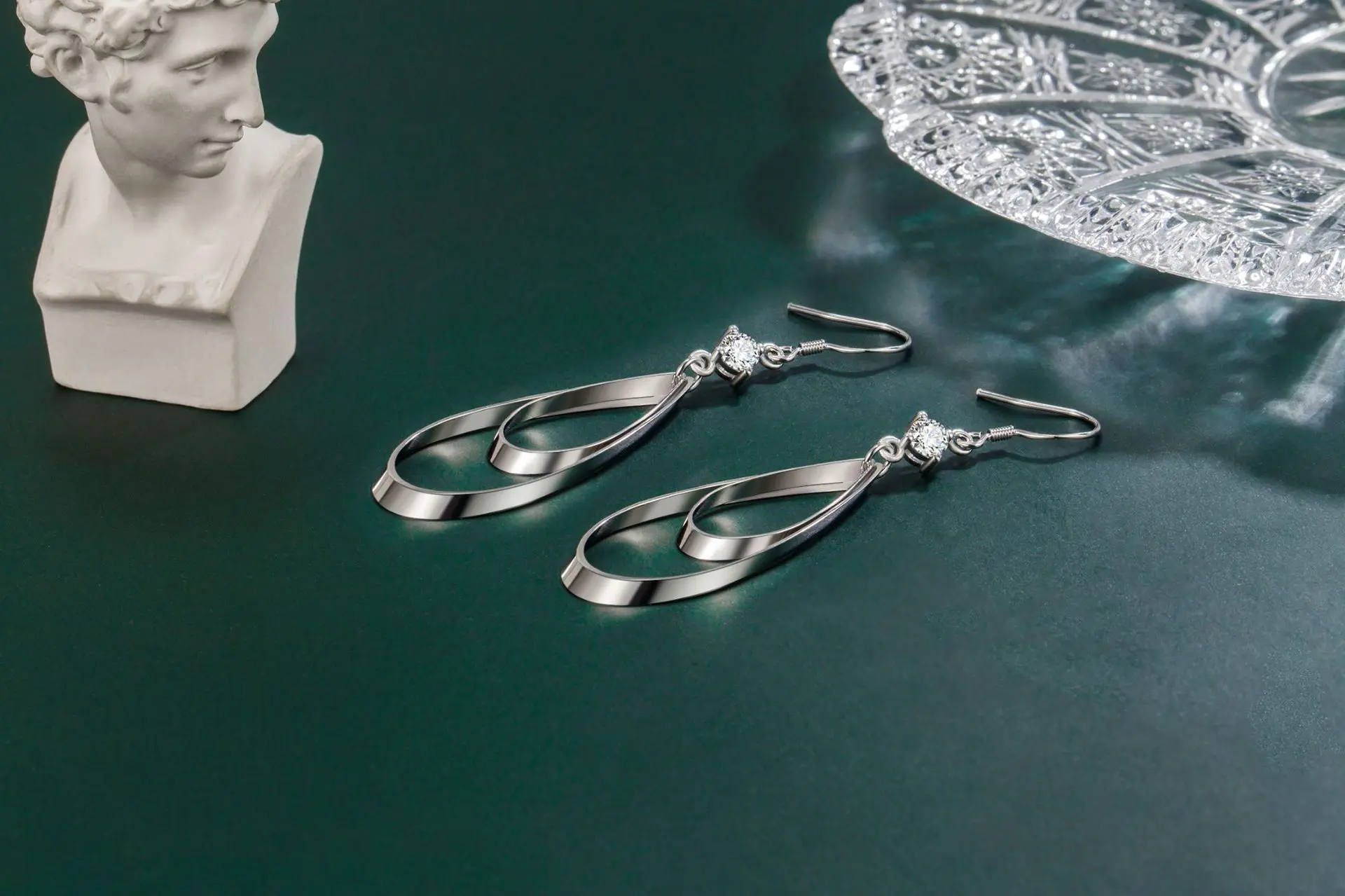 Zircon Water Drop Earrings For Women Silver Color Long Dangle Hanging Earring Female Fashion Wedding Ear Jewelry Gift Trend