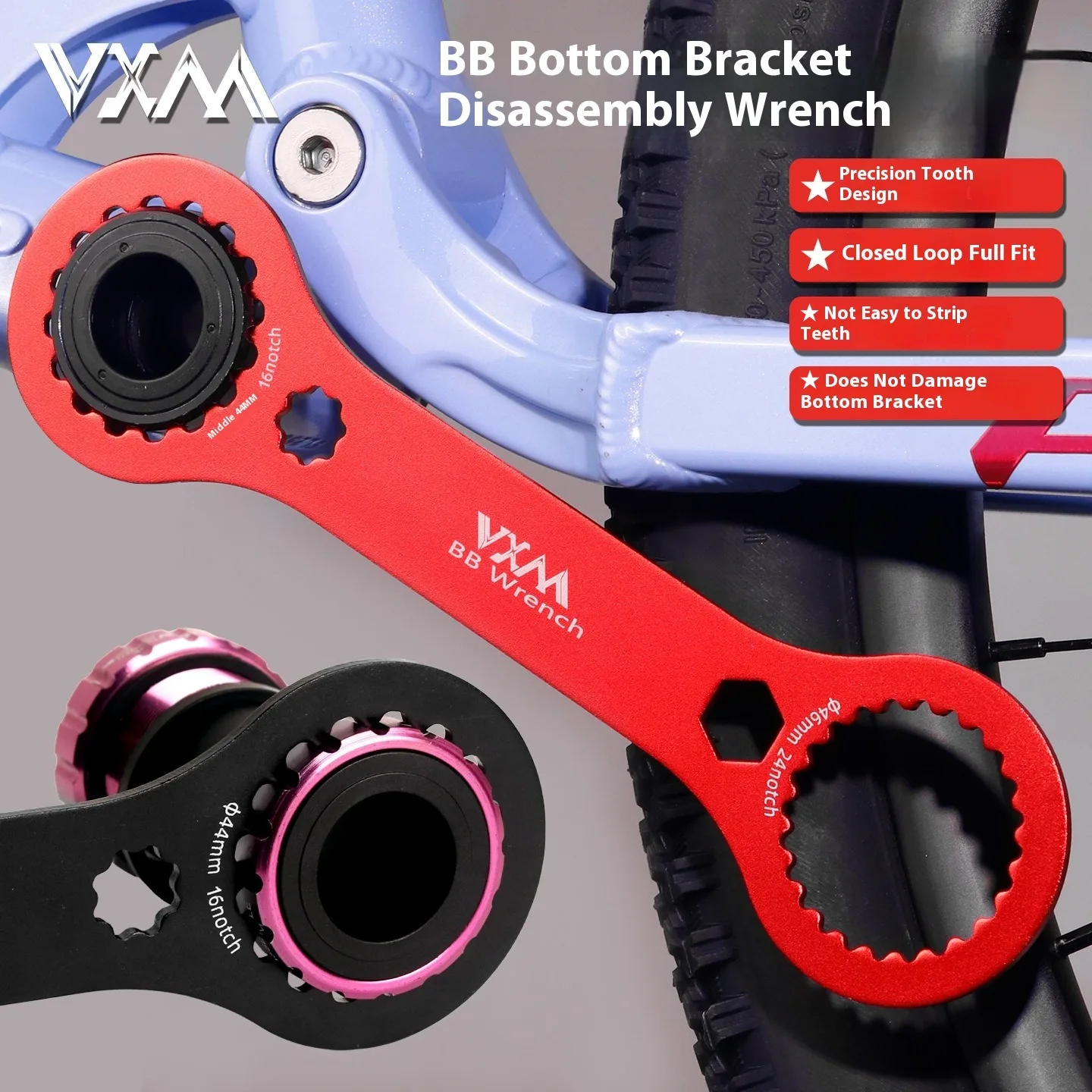 Bike Axis tool detach BB44-46 Hub Center Lock Conversion With Wrench Bicycle Centerlock Brake Rotor Cycling parts repair
