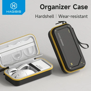Hagibis Custodia da viaggio per organizer elettronico Borsa da trasporto portatile in PU rigida in EVA per accessori per cavi caricabatterie per mouse