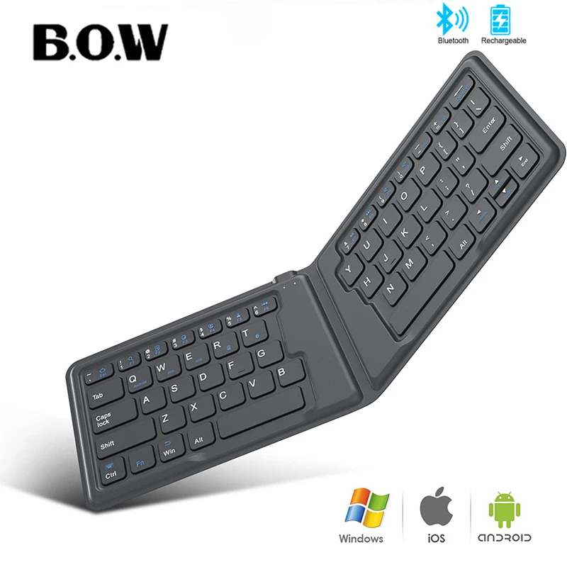 Bow-teclado Dobrável Bluetooth Ultra Fino Recarregável Portátil sem Fio Laptop Iphone Ipad