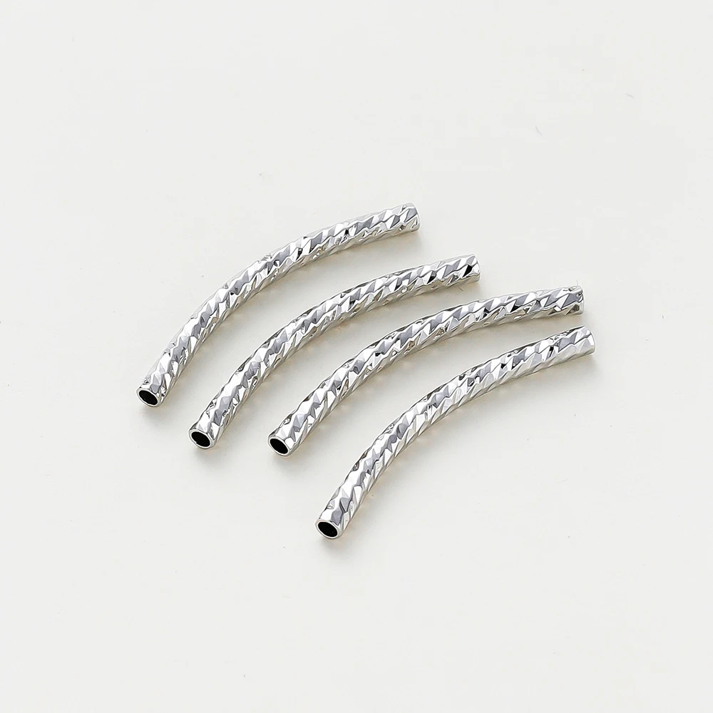 Elegant Curved Tube Bracelet Set - Gold & Silver Plated Brass Jewelry Crafting Supplies (20 Pieces)