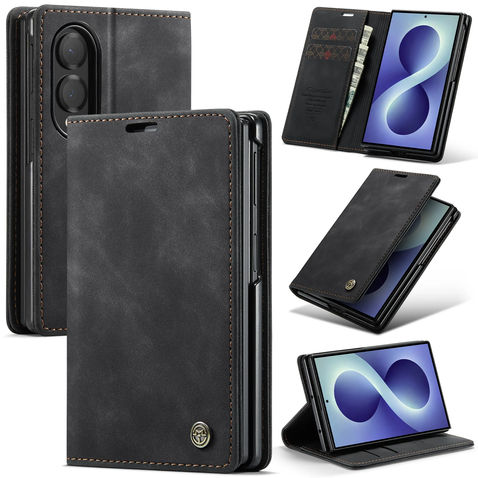 Elegant Book Style Flip PU Leather Wallet Case with Card Slots and Stand - Full Protection Cover