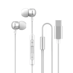 HiFi Bass Stereo USB C Headphones with Volume Control and Mic (Type C White)