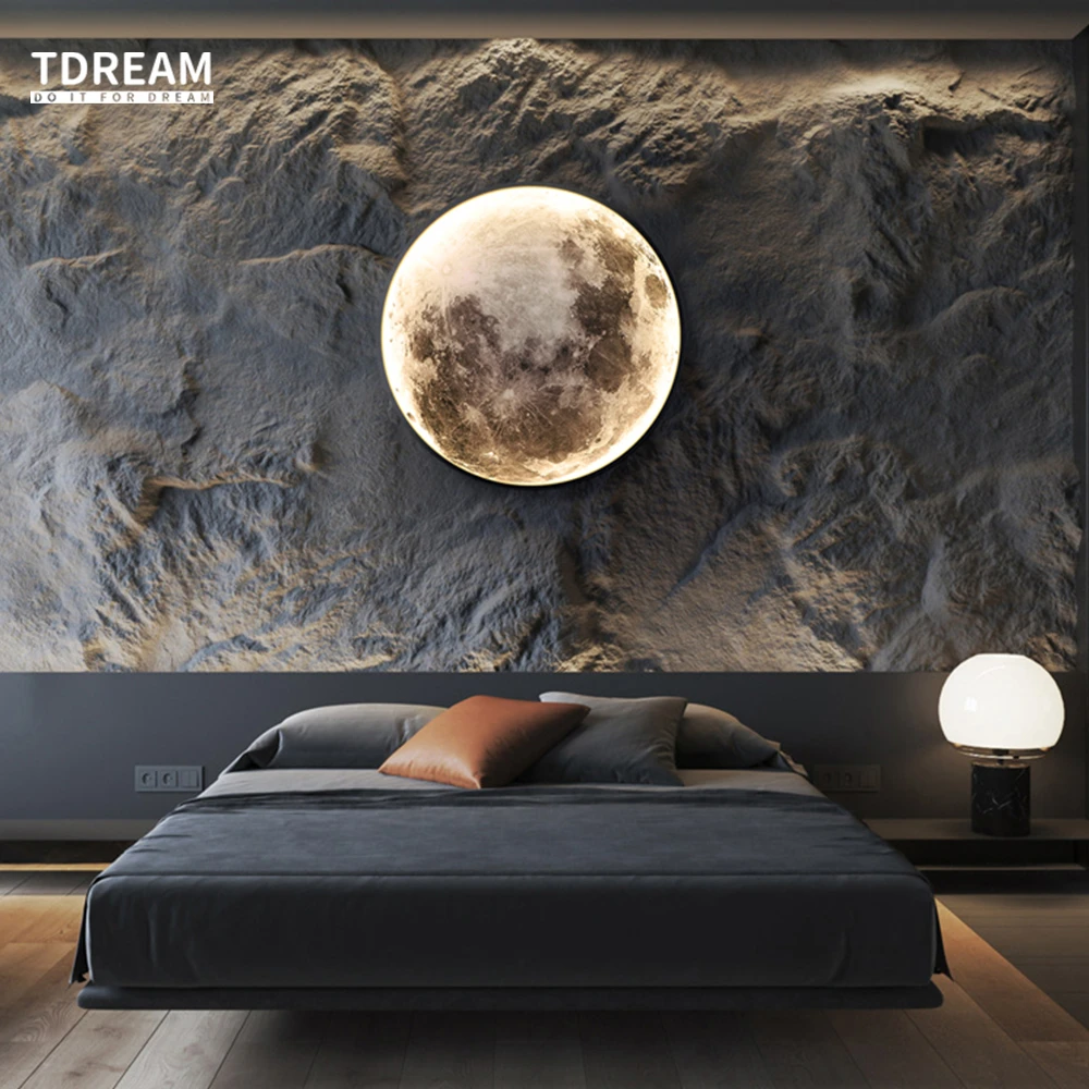 Modern LED Moon Wall Lamp Bedroom Minimalist Indoor Fancy Lighting Interior Wall Light for Home Living Room Decorative Luminaire bedside wall lamps