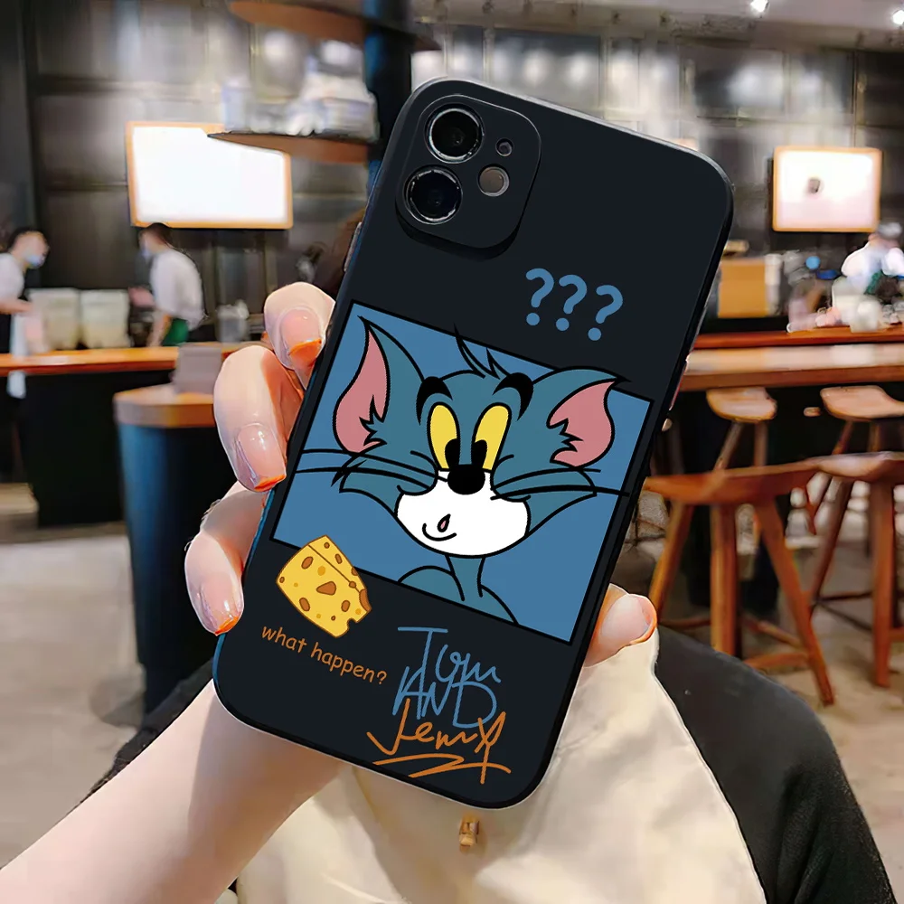 Cartoon Cute Cat Mouse Cases For iPhone 13 12 Pro Max Mini 11 Pro Max X XR XS MAX SE 2020 8 7 6 6S Plus 5 Silicone Phone Cover