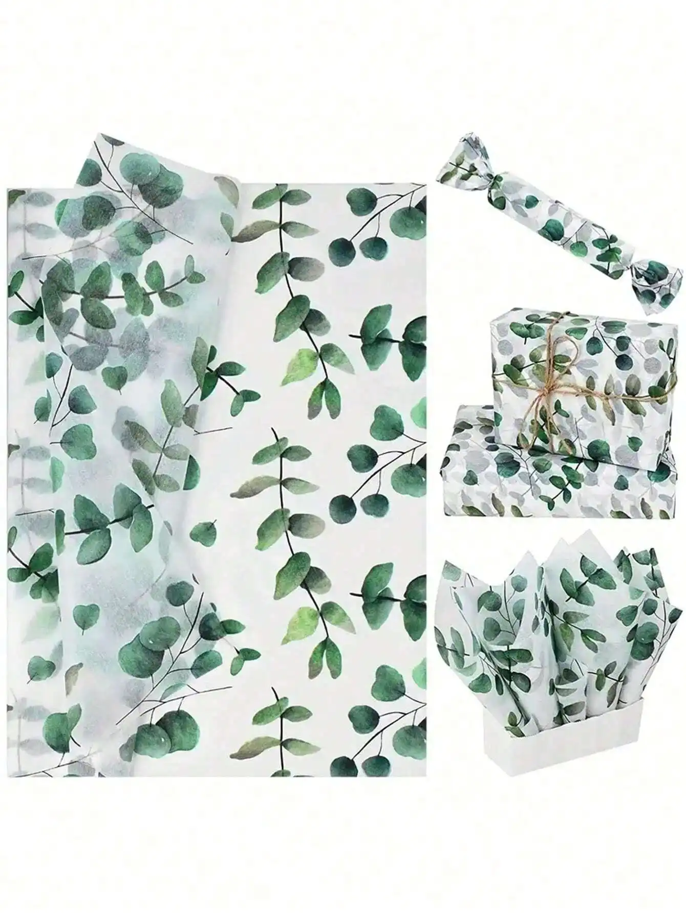 Grüne Blätter Seidenpapier blätter, botanisch bedrucktes Blatt verpackungs papier zum Verpacken von Geschenken Geburtstags fest – Detail 3