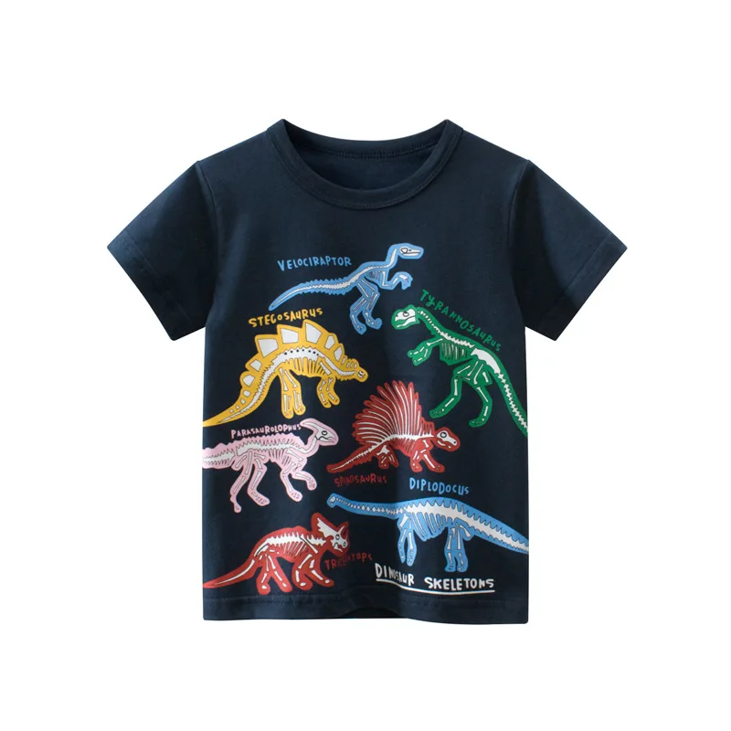 

New 2023 Summer Boys' Short Sleeve T-shirt Dinosaur Cartoon Kids Clothes