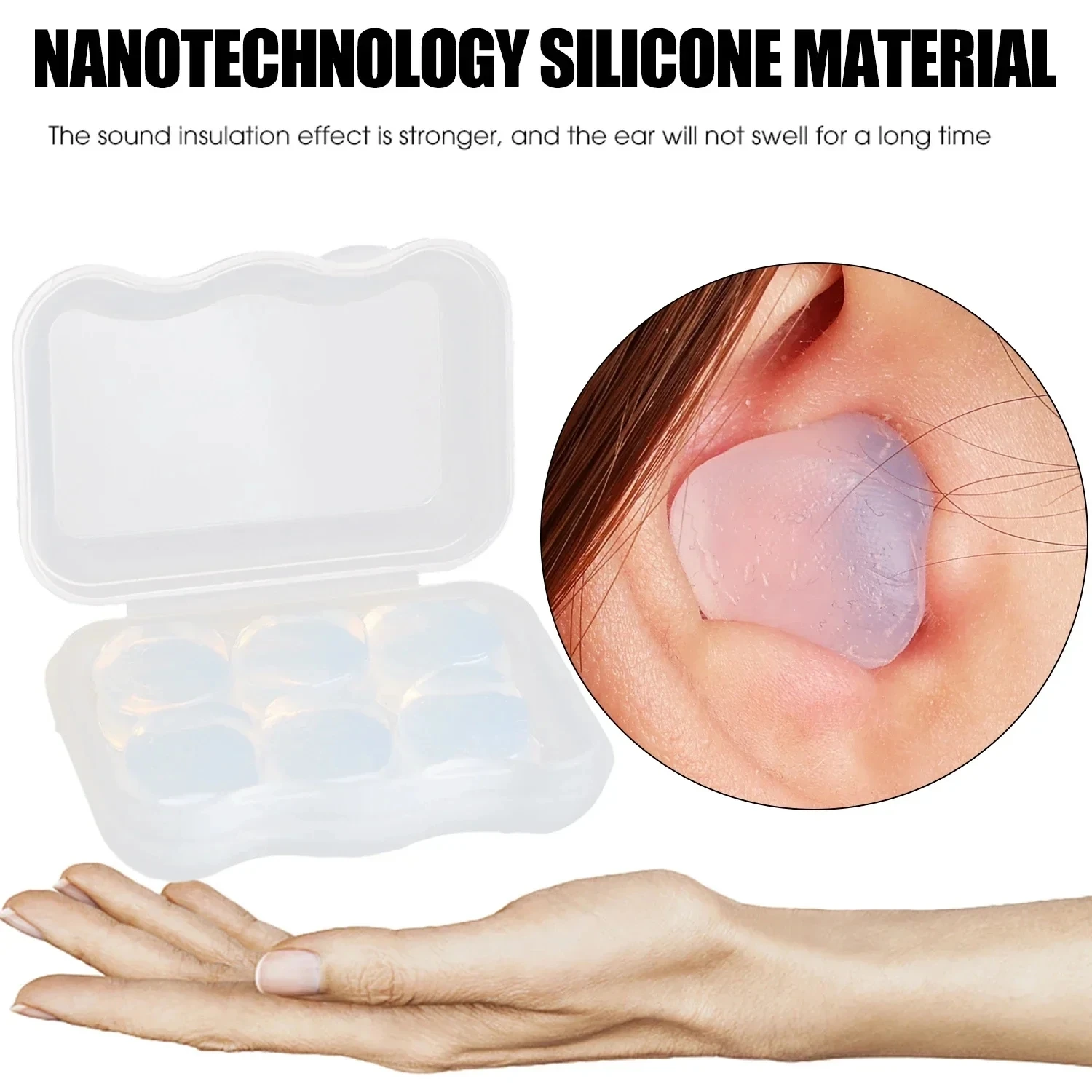 Soft Silicone Earplugs Wax Ear Plugs Reusable Noise Cancelling Gel Ear Plugs Waterproof Earbuds for Sleeping Flying Swimming