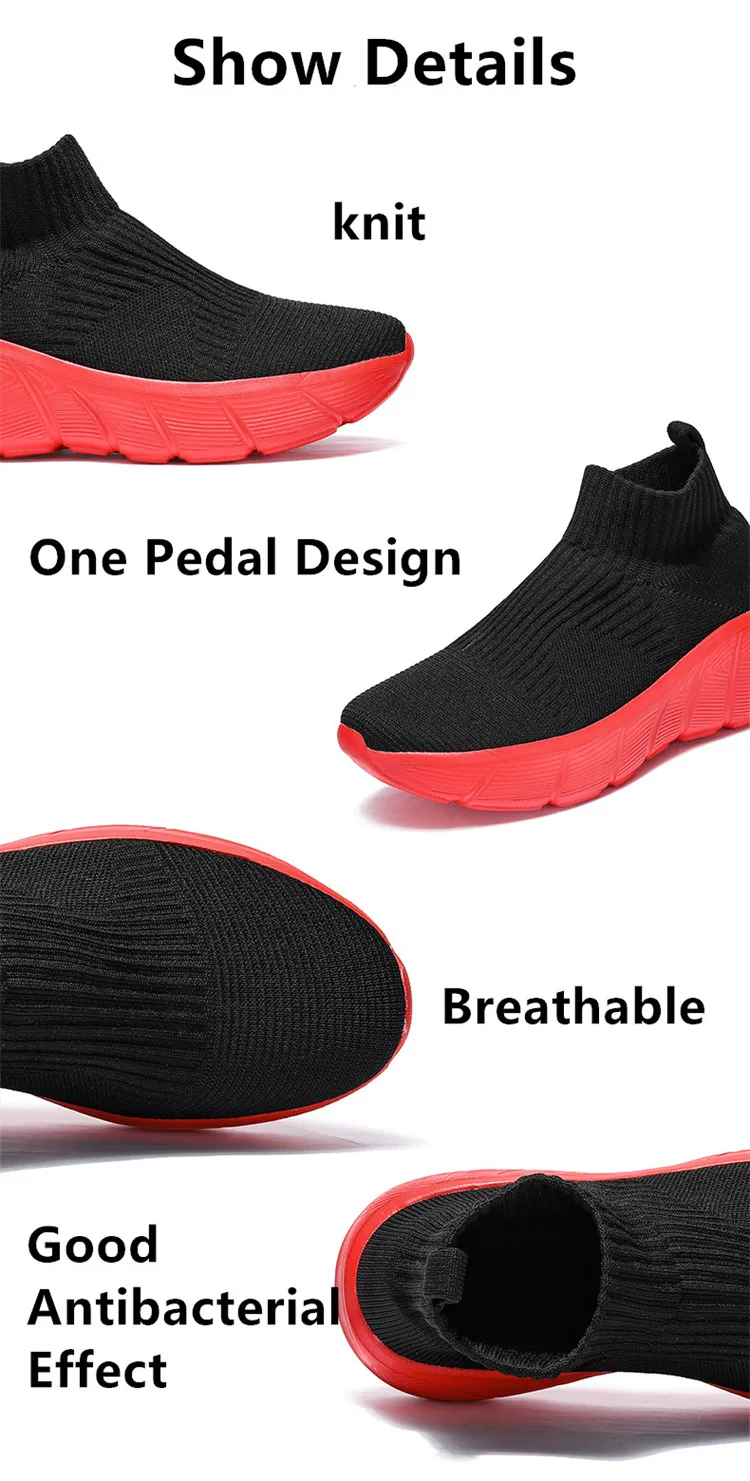 Fashion Orange Women's sports shoes High Top Breathable Knit Men's Running Shoes Platform Sock Shoes For Men Zapatillas De Mujer