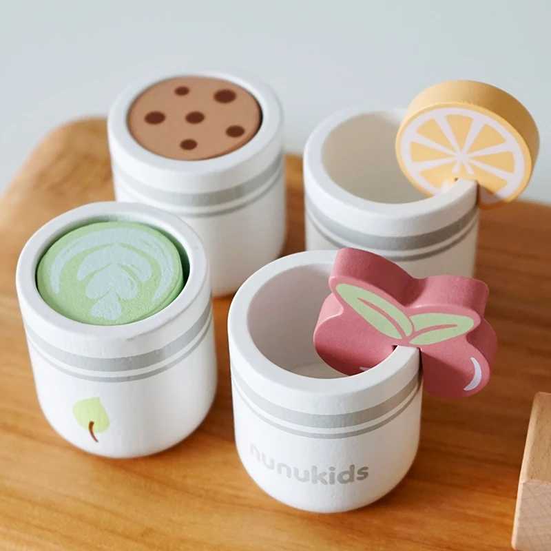 Children Pretend Play Kitchen Toy Wooden Simulation Milk Tea Set Children Role Play Game for Girls Boys Imitation Game Education 5