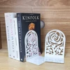 2Pcs White Metal Rose Hollow Carving Book Ends - Decorative Book Holders for Home Office Library，Book Supports for Organizing 5