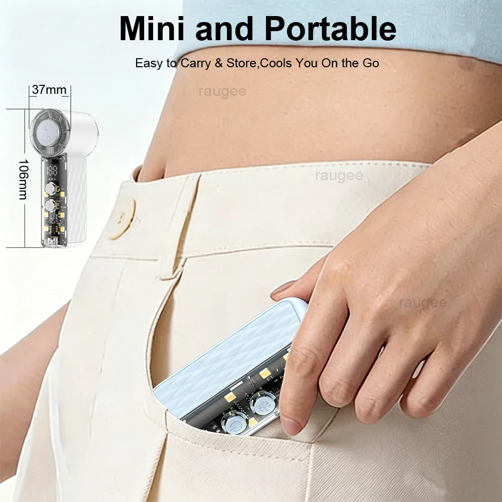 Mini Handheld Portable Refrigeration USB Rechargeable Personal Fans With LED Light 199 Speed For Outdoor Cooling Fan_voghion.com