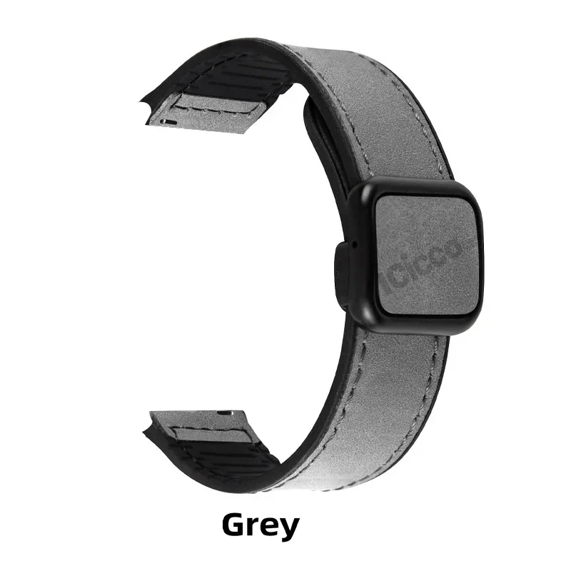 Correa de Silicona y Cuero con Hebilla Magnética Plegable para Reloj Inteligente
