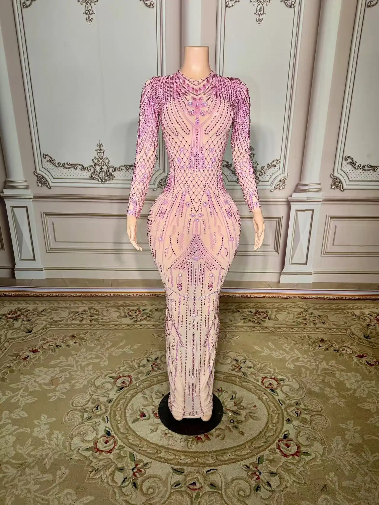 Sparking Diamonds Crystal Sexy Mesh See Through Bodycon Mini Dress Women  Birthday Party Celebrate Performance Costume - AliExpress 200000345