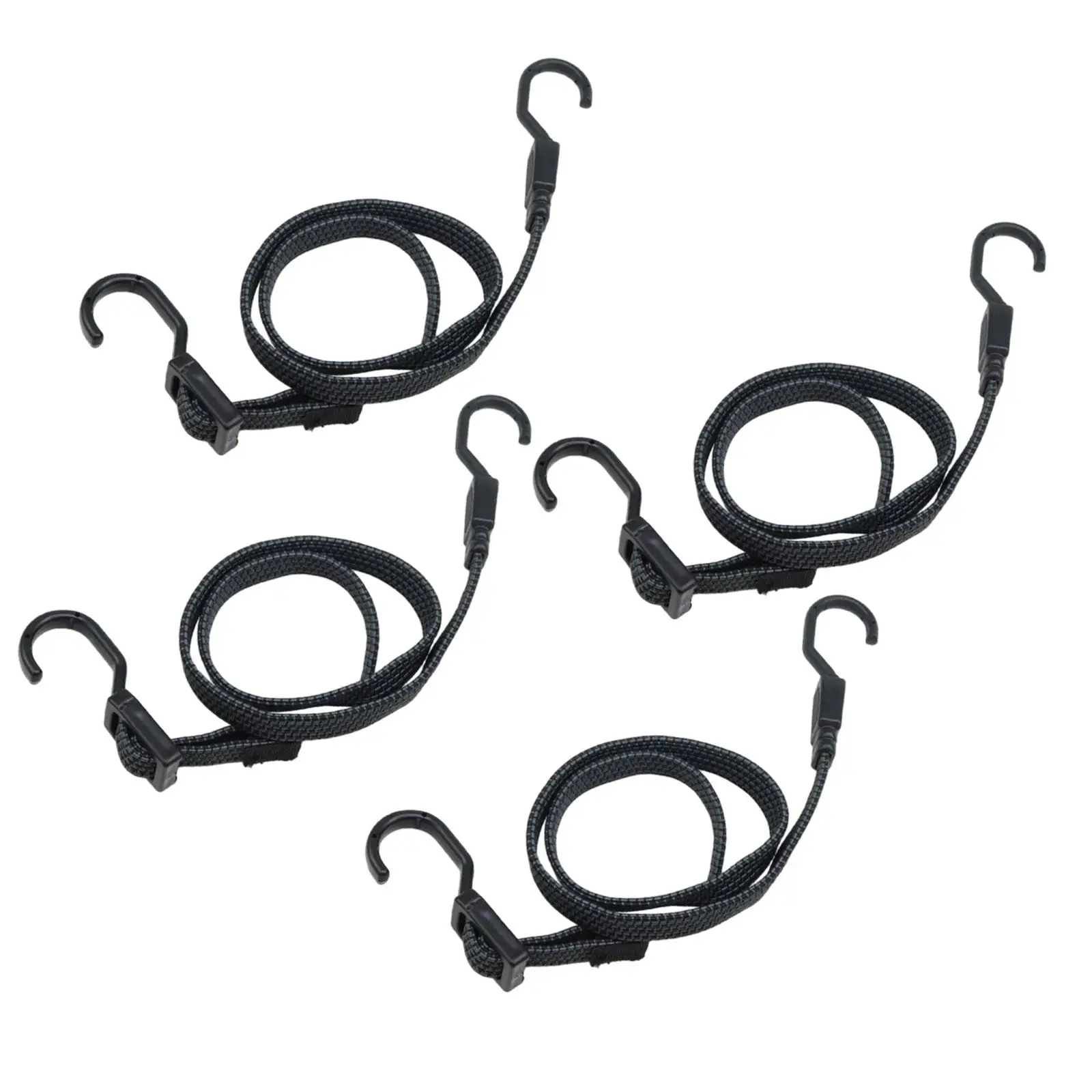 4 Pieces Bungee Cords Bungee Straps Flat Adjustable with Hooks Tie Downs Straps for Camping Cart Cycling Truck Outdoor