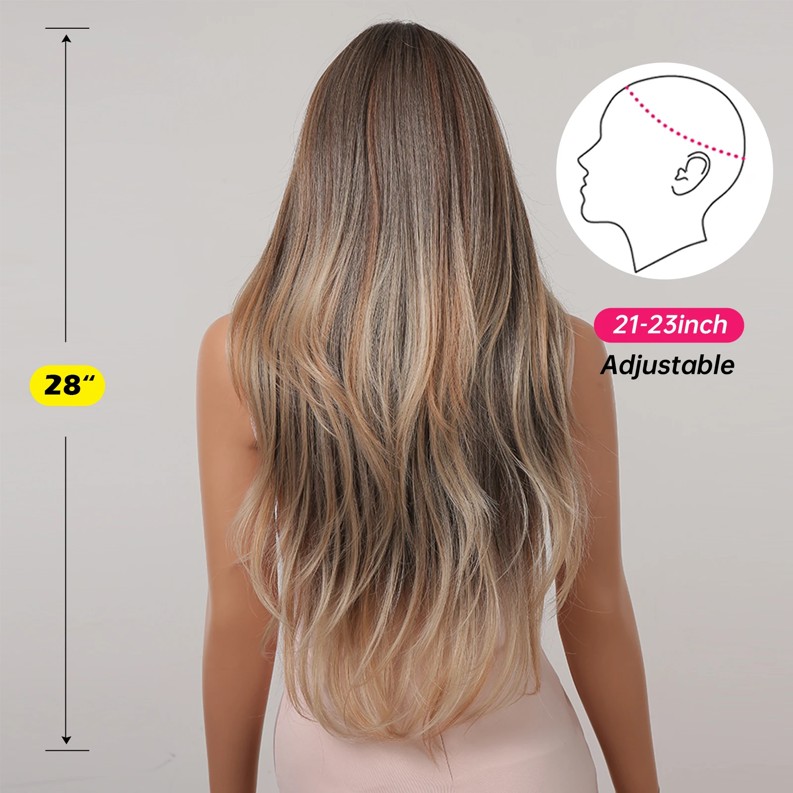 Synthetic Lace Hairline Wigs Brown Blonde Balayage Long Wavy Lace Forehead Wig Hand Crochet Wigs for Women Heat Resistant