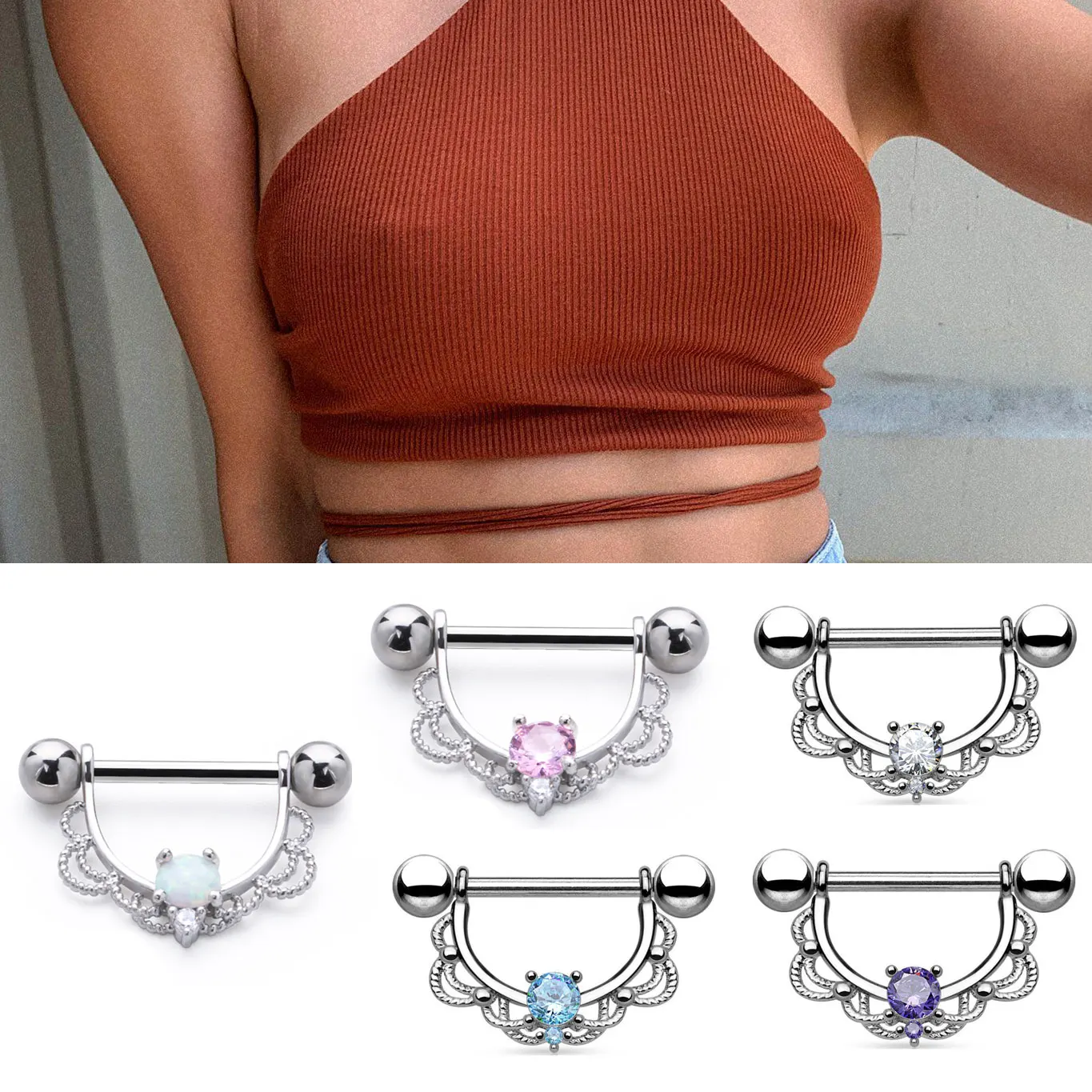 NippleRingforWomenStainlessSteelSexyGirlZirconiaAccessories
