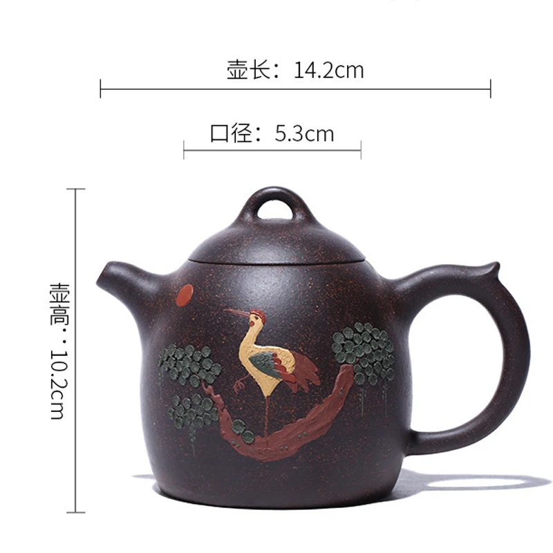 Chinese Style Yixing Raw ore black gold sand Purple Clay Teapot, Kung Fu Household Teaware, Pure Handmade, 350cc , Tea Pots, 1Pc