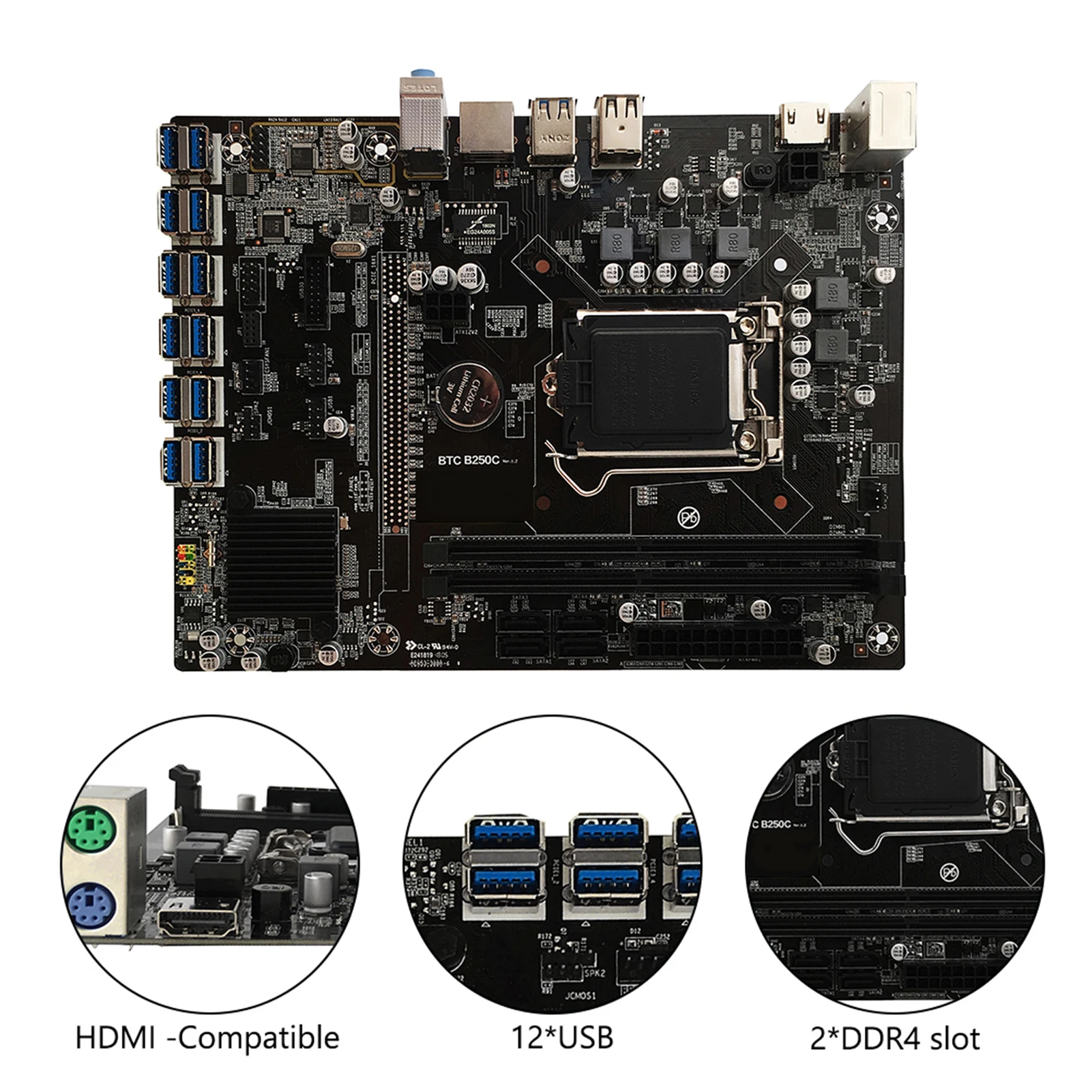 B250C BTC ǻ , 12P Ƽ Ʈ ̺ ,  pcie 1X To USB 3.0 ̽ ̴  , ǻ ׼