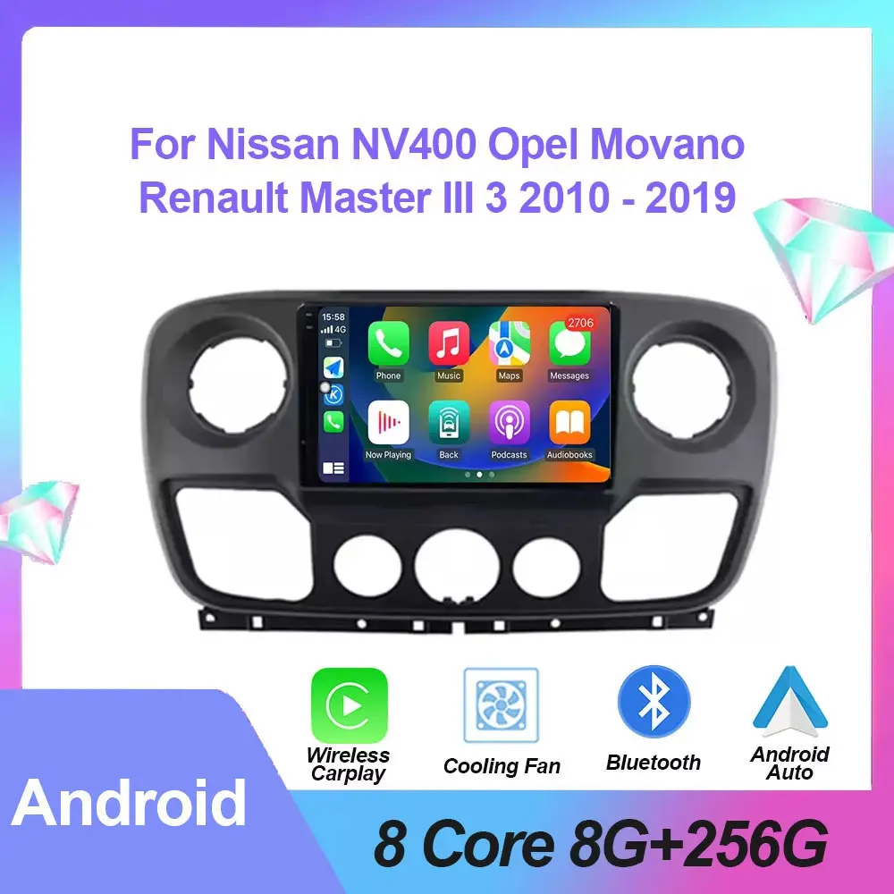 Car Radio Player Wireless Carplay Android Auto GPS For Nissan NV400 For Opel Movano Renault Master III 3 2010 car multimedia player car radio wireless carplay wireless carplay adapter smart carplay box