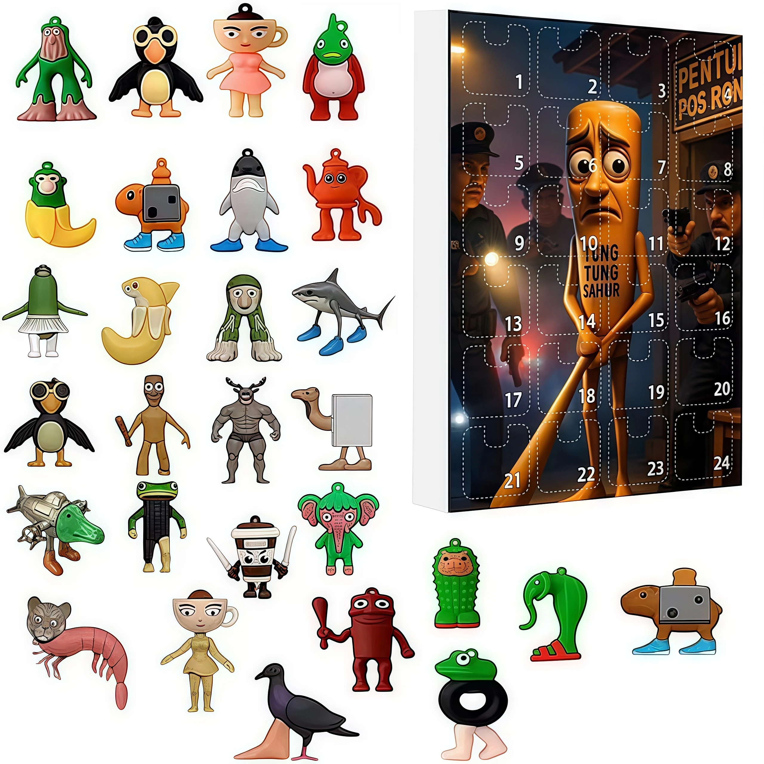 2025 Italian Brainrot Advent Calendar Tung Tung Tung Sahur Tralalelo Tralala Countdown Advent Calendar Christmas Gift 24 Days