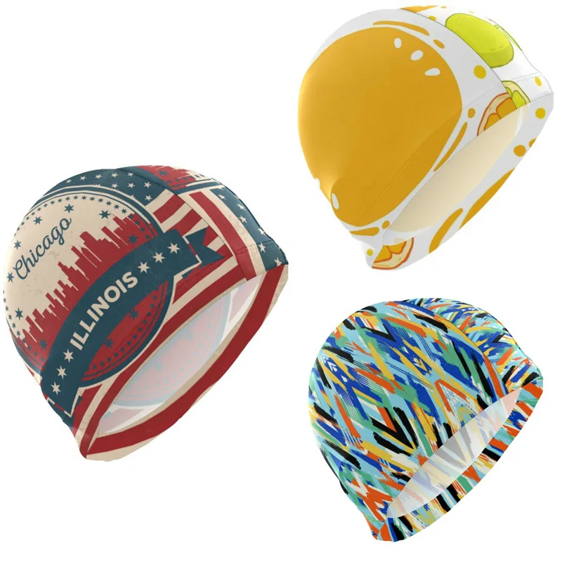 

Printed Pattern Swim Cap Adult Women Men's Diving Caps Comfort Waterproof Wholesale Price Swimming Equipment