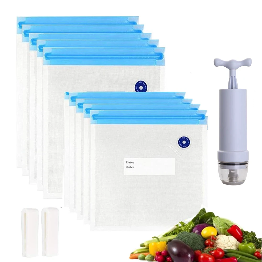 SousVideBags1030pcsReusableVacuumFoodStorageBagsMediumLarge