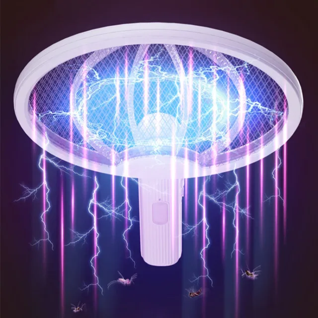 Elektromos Szúnyog Swatter 90 Fokos Forgatható Szúnyoggyilkos Lámpa Ütő Uv Light Usb Töltés Bug Zapper Csapdák Legyek - Image 5