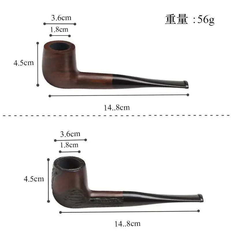 Smoking Pipe Kit Smoking Pipe Holder 1Pc Ebony Smoking Pipe 9mm Filter Bent Tobacco Pipe Gold Ring Wood with Smoke Accessory Ru