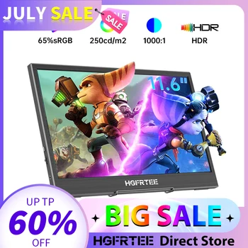 11.6Inch Portable Monitor 1366P 16:9 IPS USB-C/HDMI Gaming Extended Display Second Screen for Laptop Phone PS5 Switch with Stand