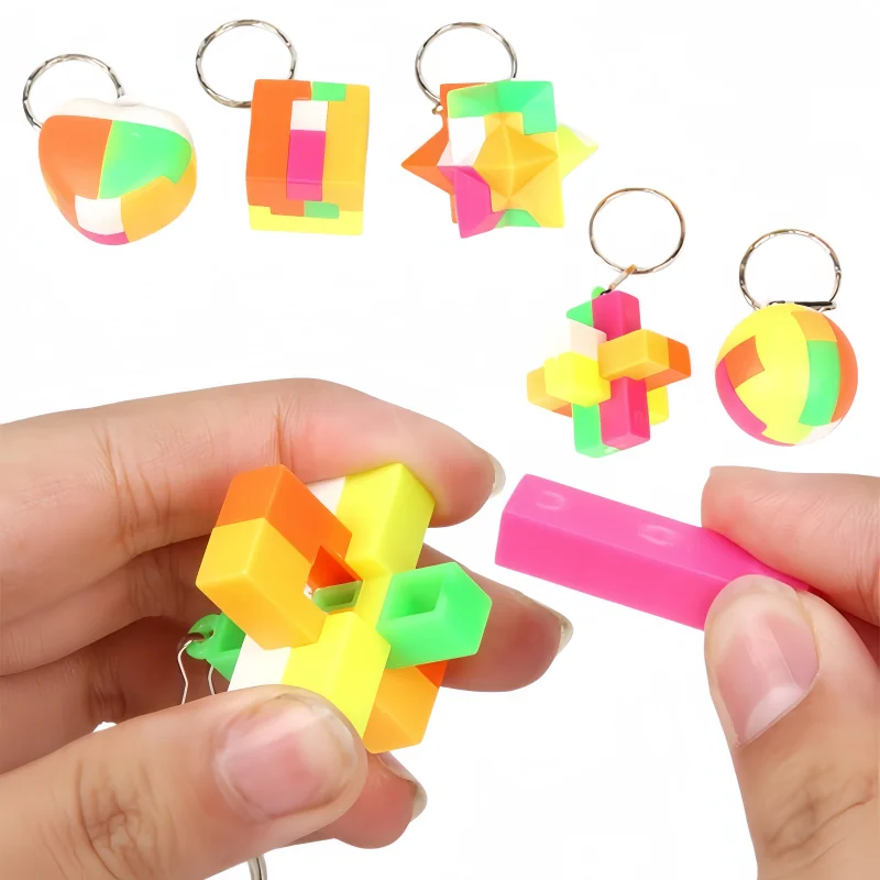 5-20pcs Geometric Puzzle Toys Educational Assembling Keychains Kids Birthday Party Favor Guest Gifts Goodie Bag Filler Reward