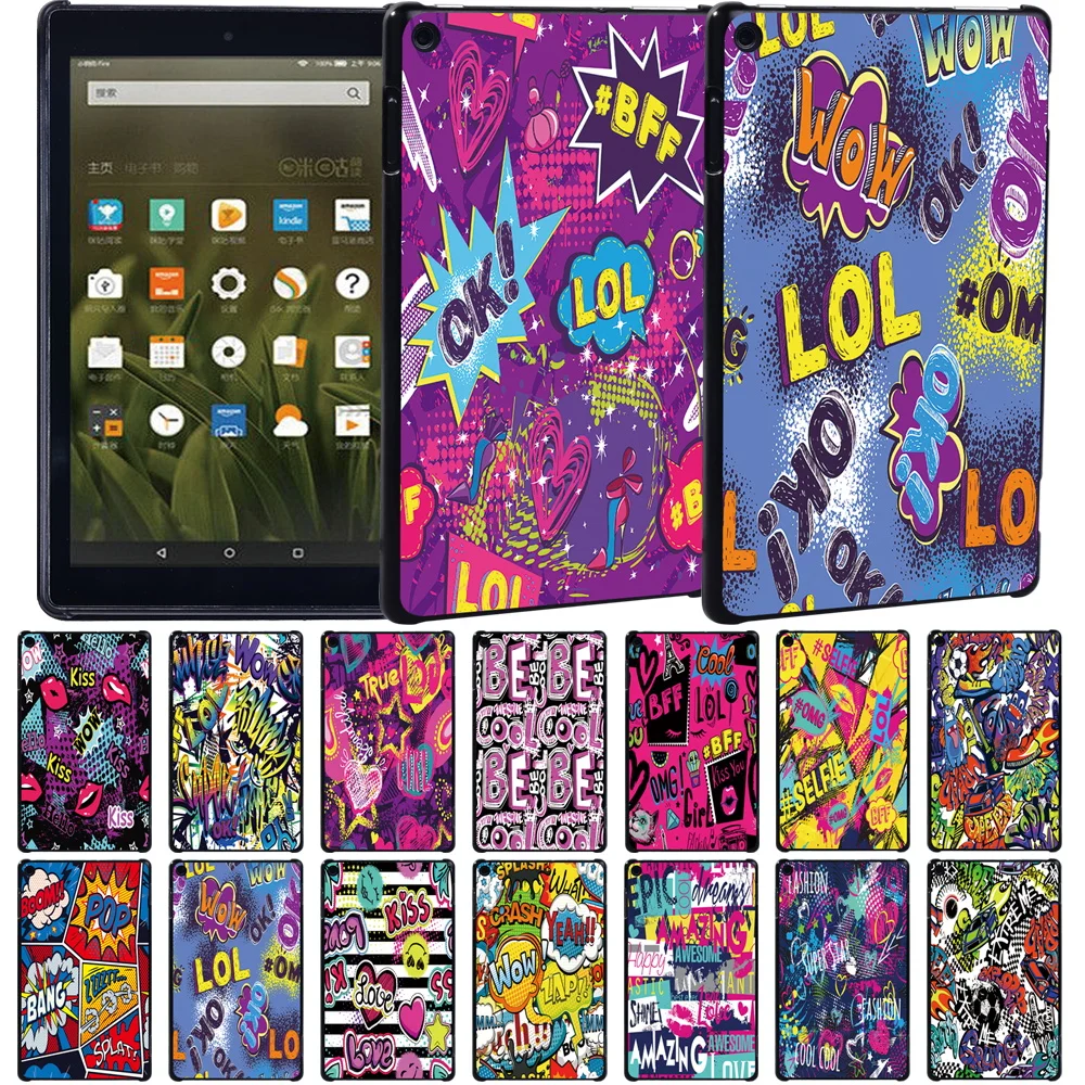 Custodia Per Tablet Per Fire Hd 8 Plus/Fire Hd 10 11Th/Fire 7 Gen/Hd 8 6Th/7Th/8Th Gen/Hd 10 5A/7Th/9Th Custodia Rigida Con Stampa Graffiti