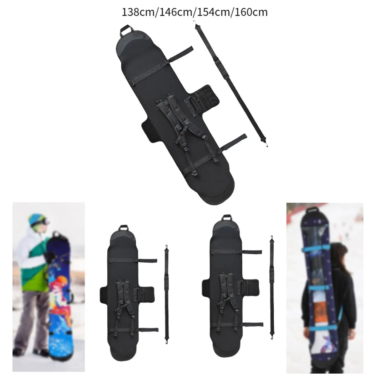 Snowboard Protection Adjustable Shoulder Strap Carry Scratch Resistant Snowboard Sleeve Snowboard Travel Bag Ski Storage Case