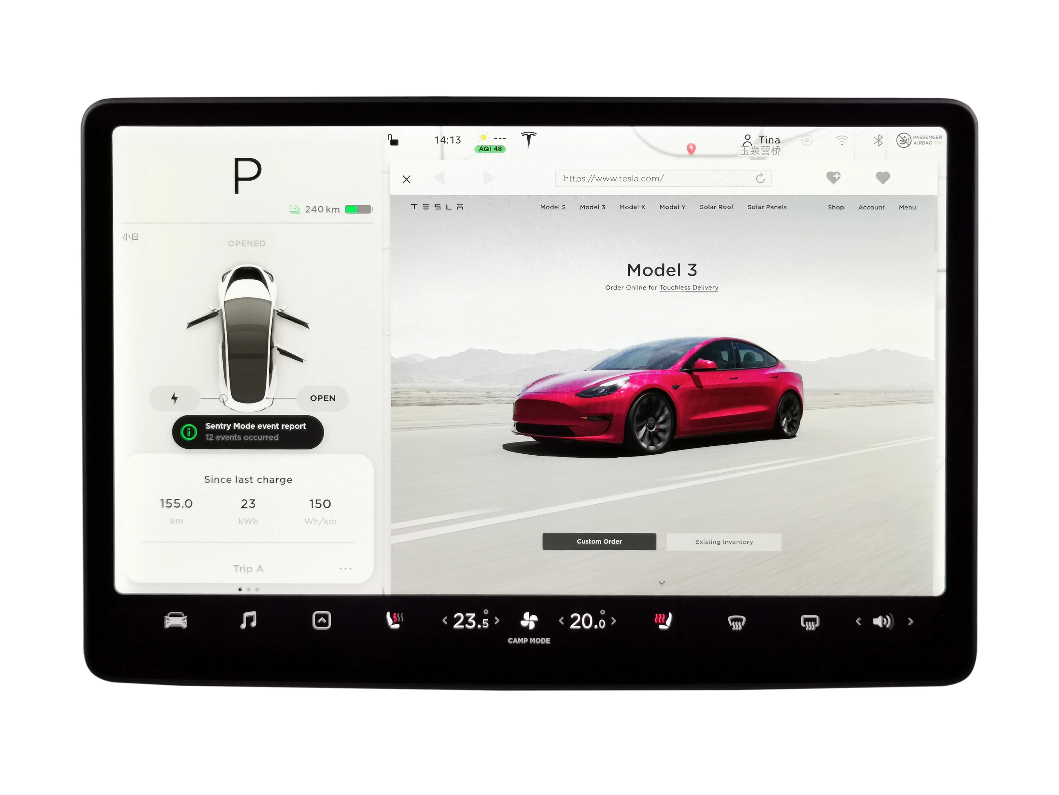 Touch Screen Multimedia For Tesla Model3 ModelY AWD Navigation 15.4 Inch Display