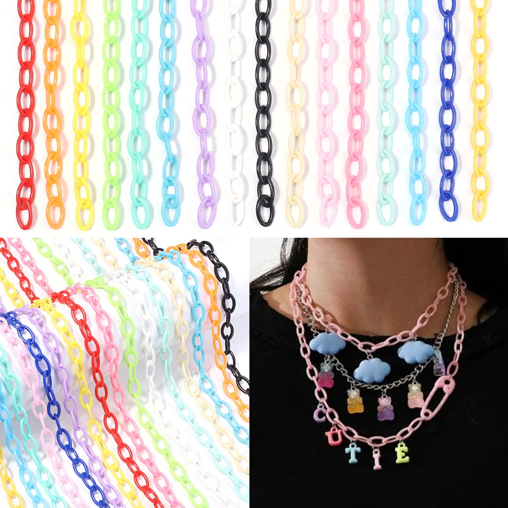 Vibrant Multicolor Plastic Chain Set for DIY Jewelry and Accessories (5 Pieces, 50cm Each)