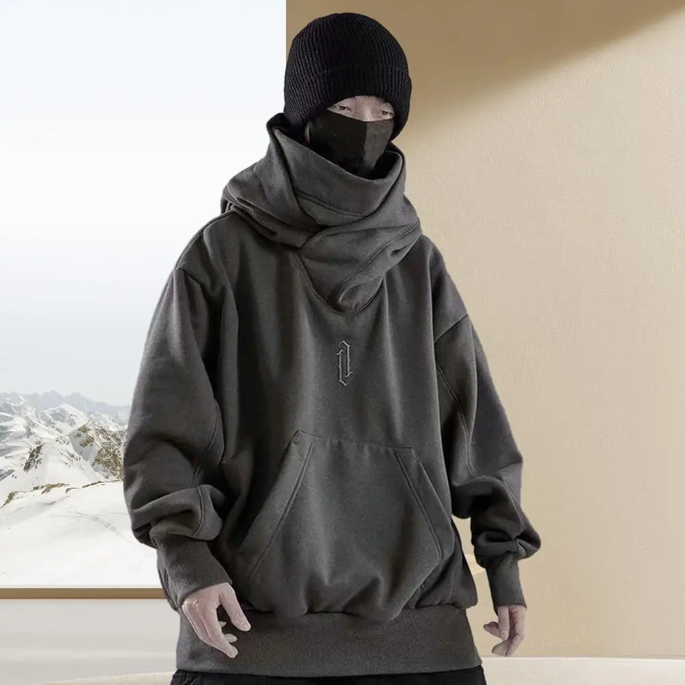 

Turtleneck Sweatshirt For Men Hoodies Autumn Hip Hop Fleece Pocket Streetwear Oversized Hoody