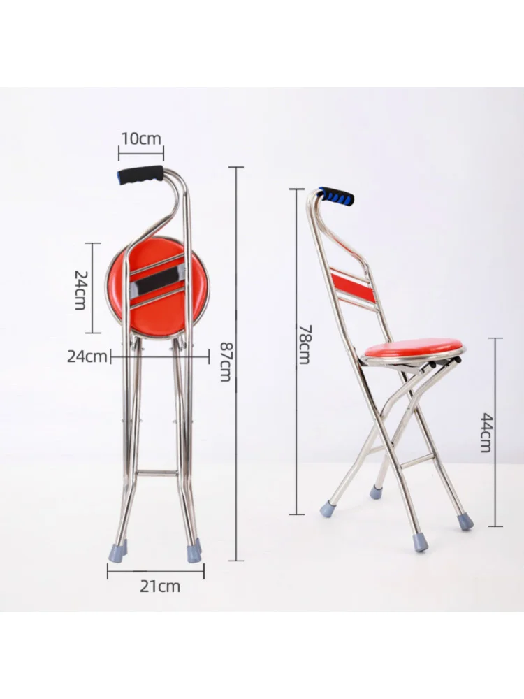 Non-Slip Crutch Bench Chair For The Elderly Can Sit Stick Seat Dual-Use Foldable And Portable Stool Walking Mountaineering