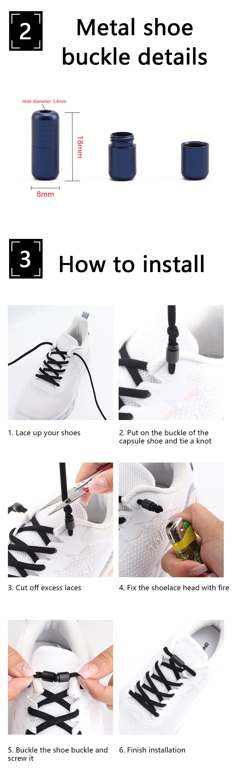 1 Paar matte Metall-Schnürsenkel, Schlösser, Kapseln, Schnürsenkel, langlebige Schnalle, bunte Schuhe, Zubehör, ästhetische Sport-Schnürsenkel, Schloss – Detail 15