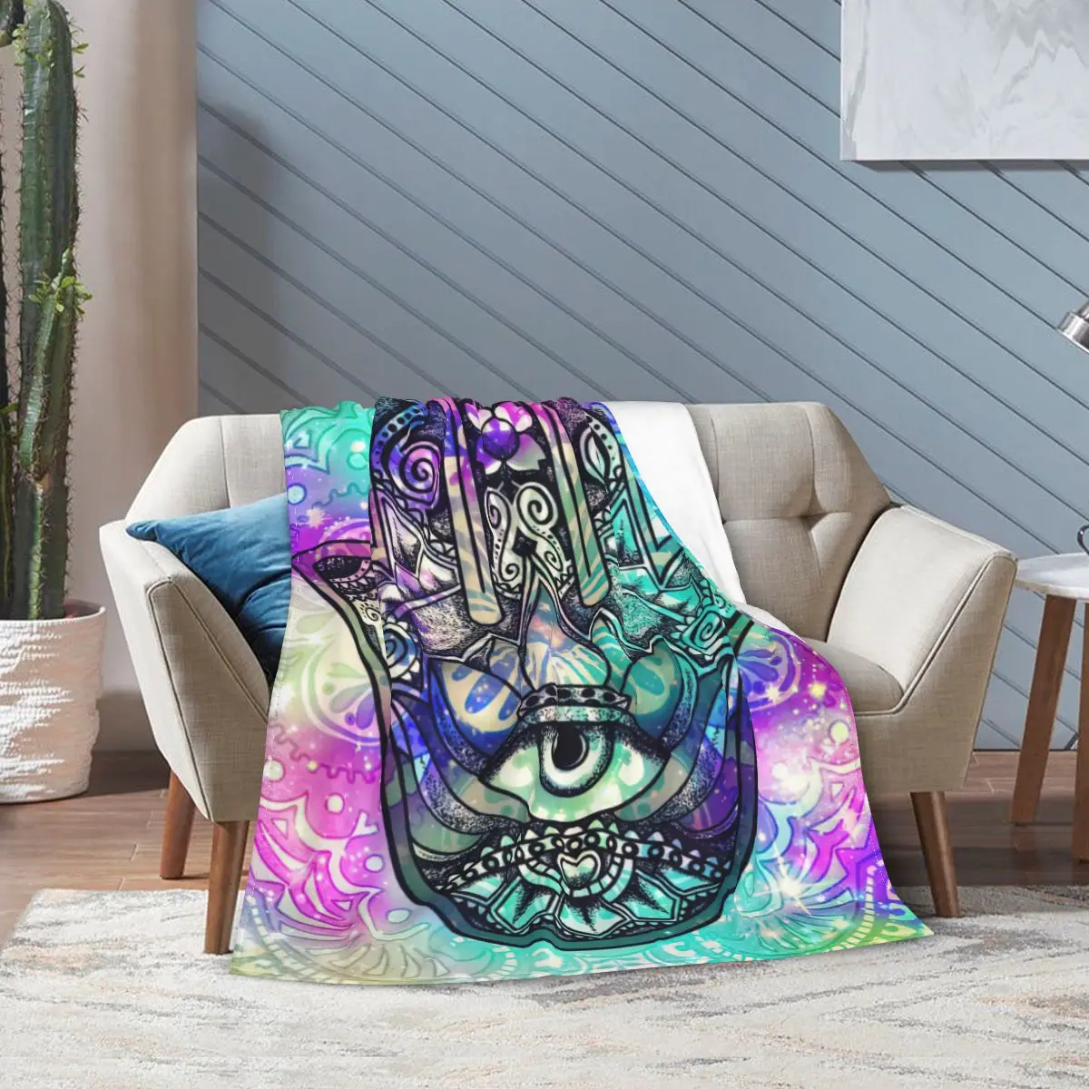 

Mandala Hamsa Art Bed Blanket Flannel Blanket Flannel Blanket Air conditioning blanket