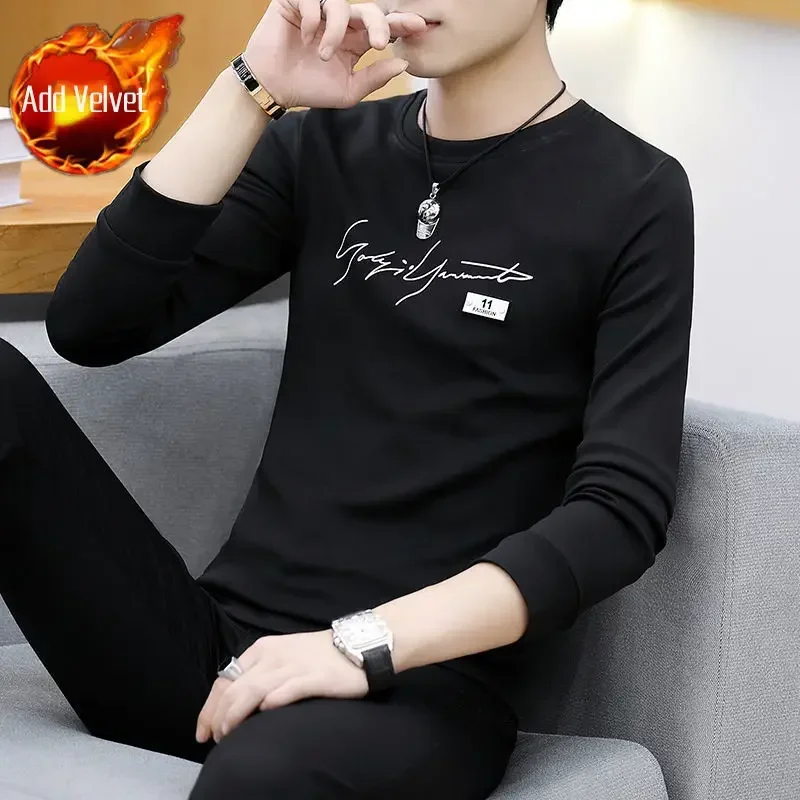 thumbnail image 1 of Sudadera superior Camiseta ajustada para hombre Estampada Slim Fit Ropa de hombre Invierno Regular Algodón Manga larga Citas originales Normal A, 1 of 5