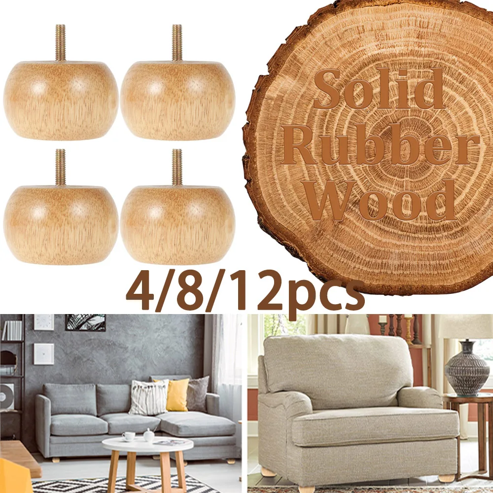 4/8/12Pcs Solid Wood Furniture Feets Sofa Cabinets Legs Square Bed Table Chair Replacement Feet Home Furniture Accessories