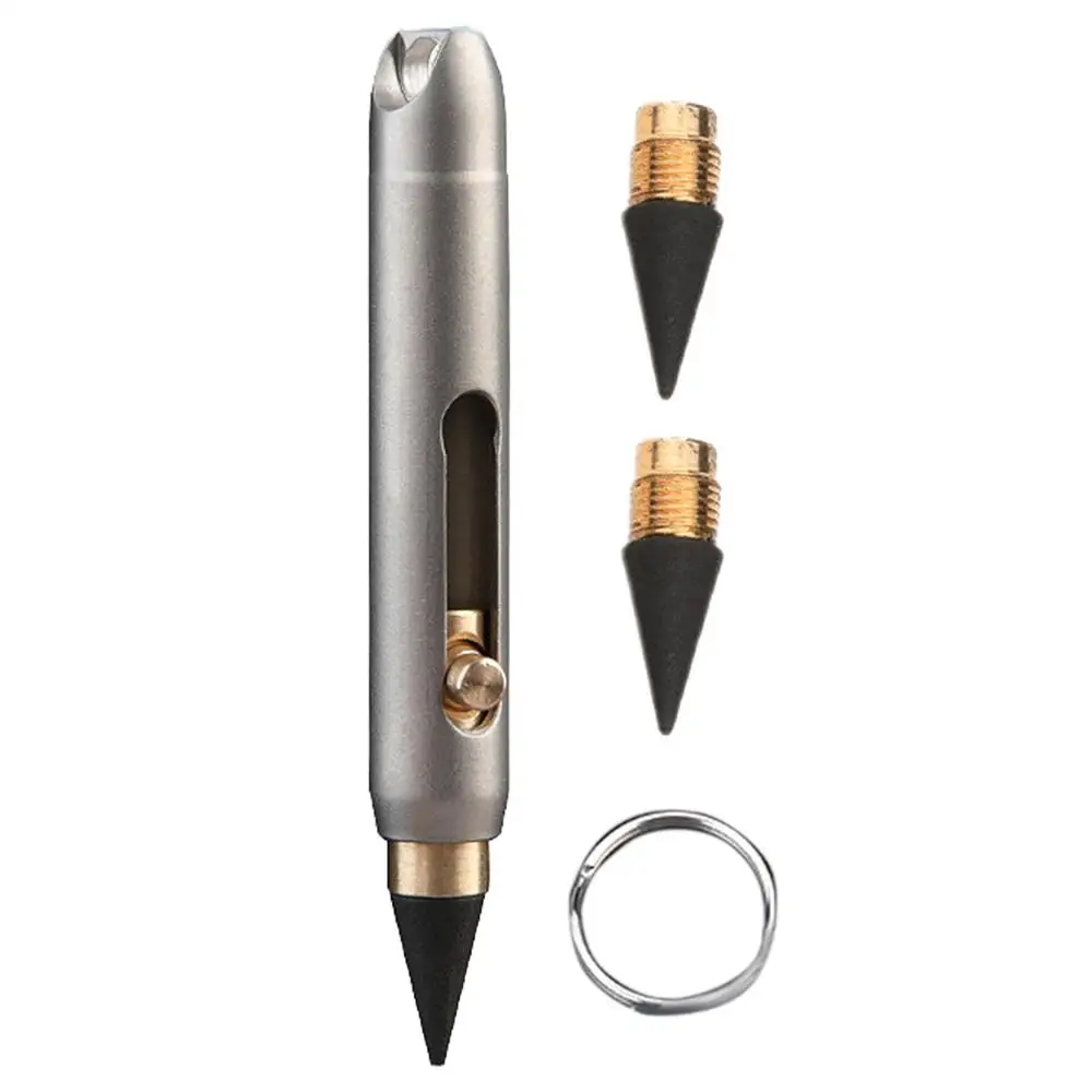 Ewiger Stift aus Graphitlegierung, Mini-Titanlegierung, nicht schärfend, löschbarer Bleistift, tragbarer Schlüsselanhänger, Taschenstift, Notfallschreiben – Detail 10